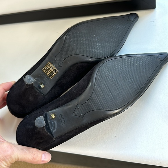 Prada Pointed Suede Penny Loafer Heels 38 - Picture 6 of 8